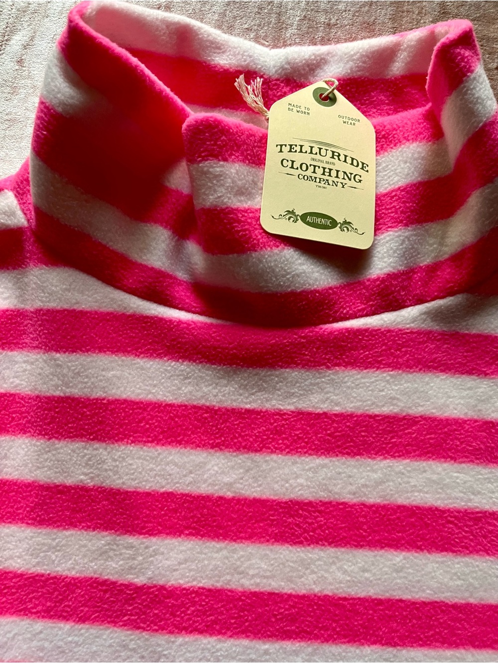 Women’s Pink & White Striped Fleece Pullover